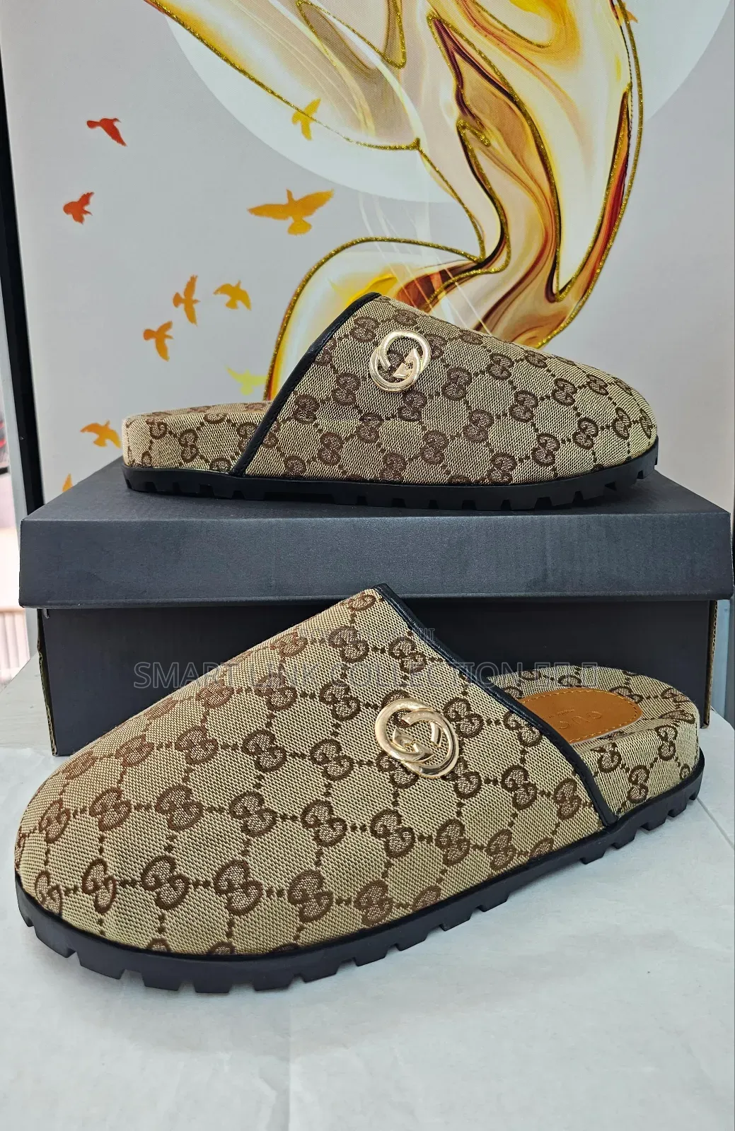 Gucci Clogs 'black Nd Brown