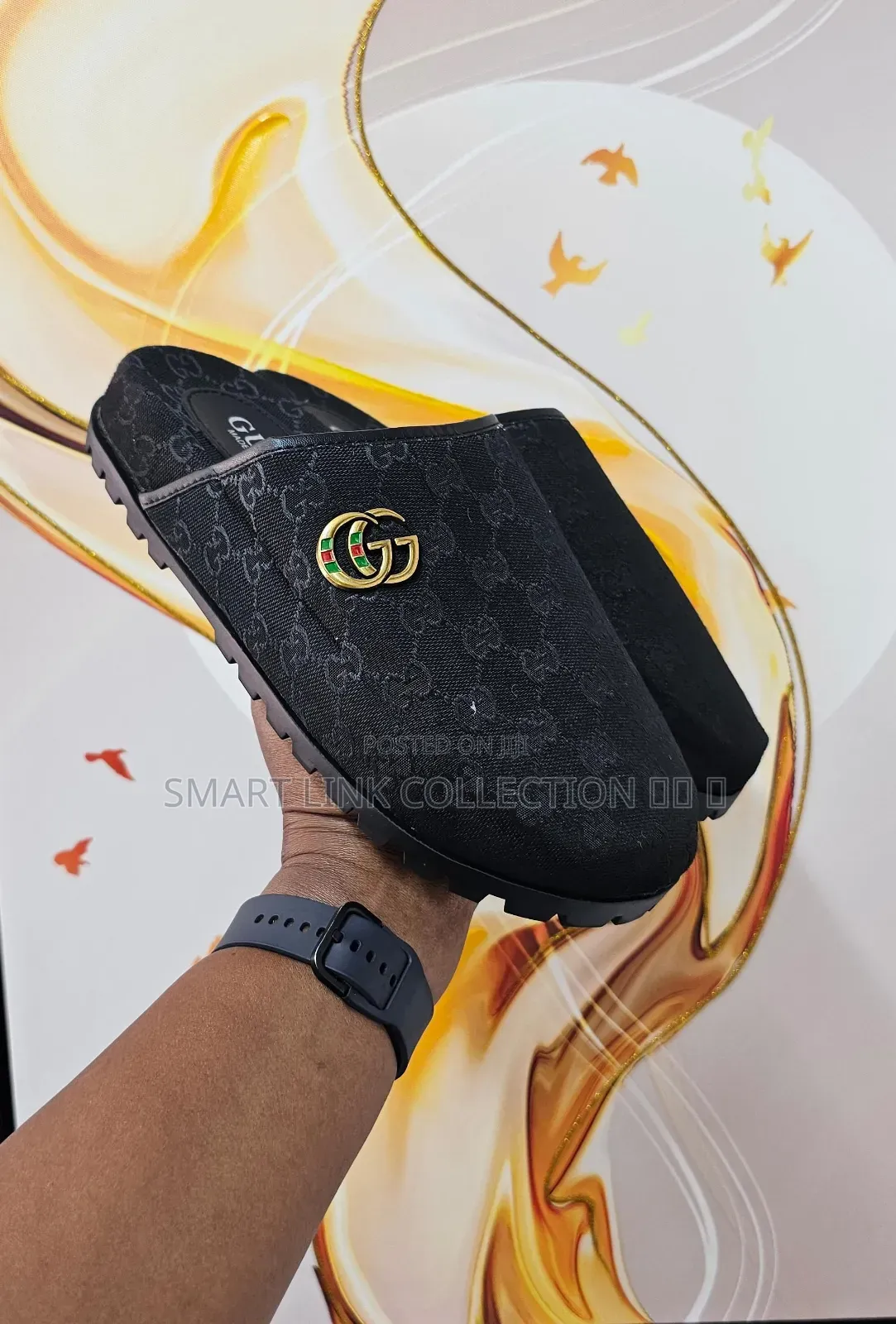 Gucci Clogs 'black Nd Brown