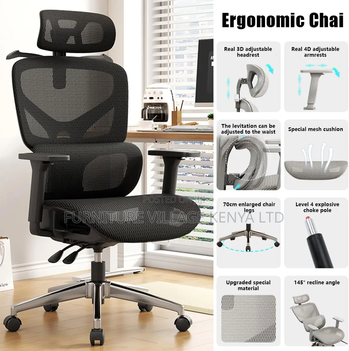 Office Chairs: High-back Executive Orthopedic Office Seat