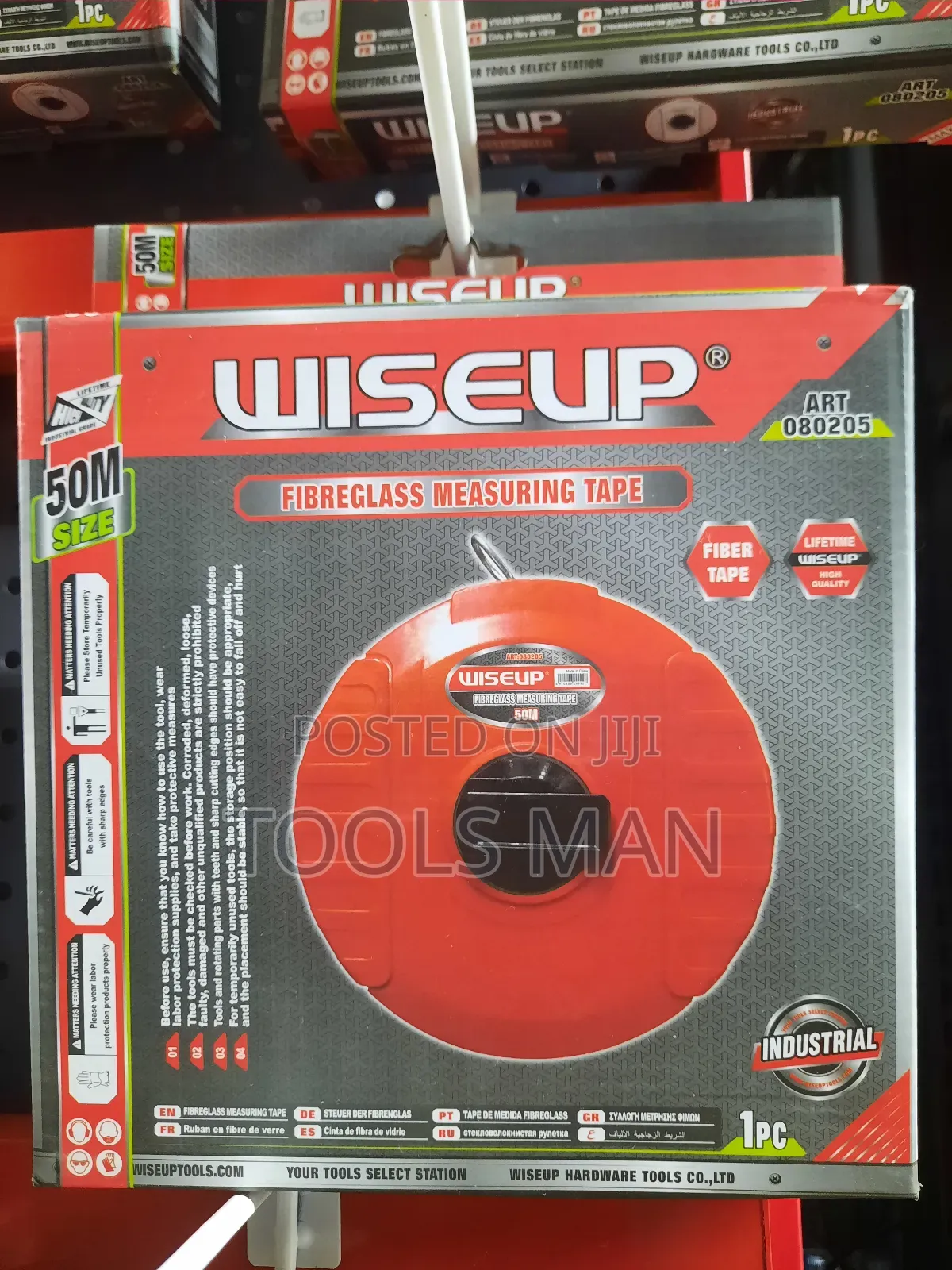 Wiseup 50m Industrial Fibreglass Measuring Tape - Heavy Duty Quality