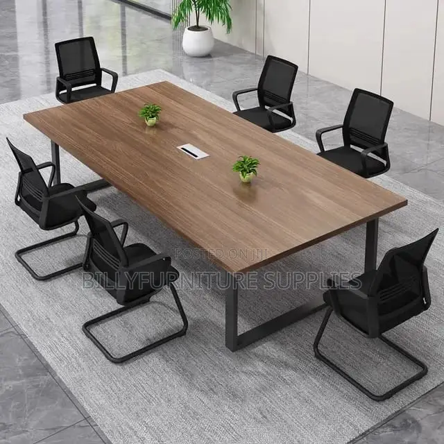 2.4m Boardroom Table With Metallic Frame