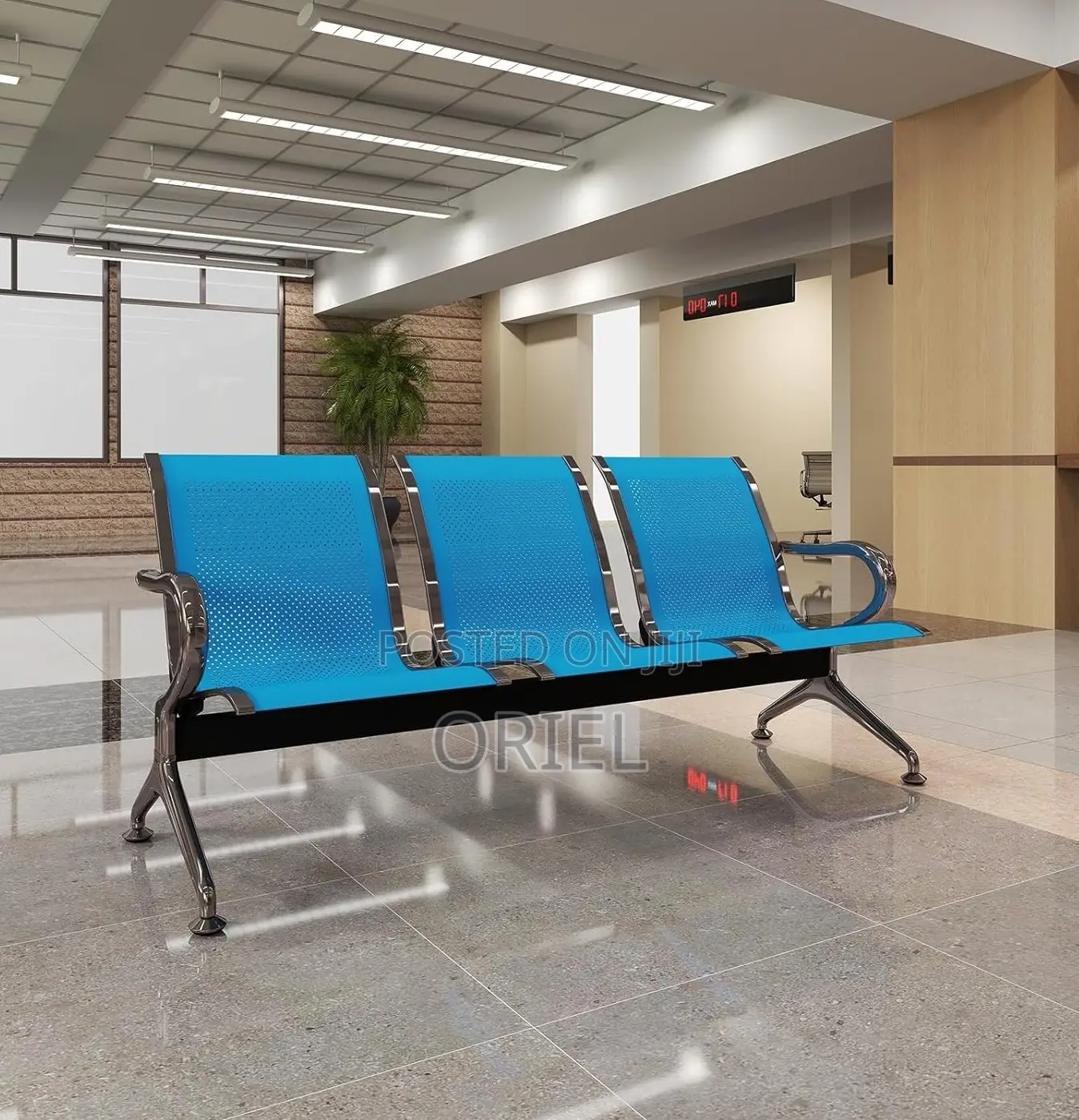 Office Benches; Industrial-Grade 3-Seater Office Metal Bench