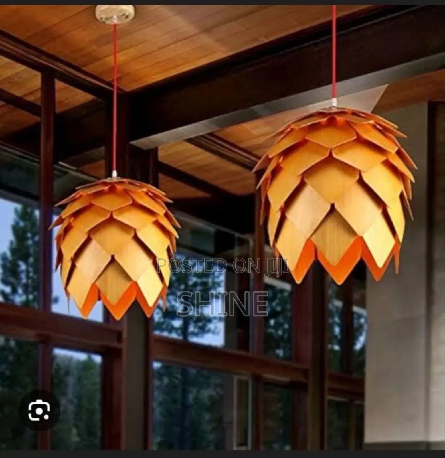 Wooden Pinecone Pendant Light