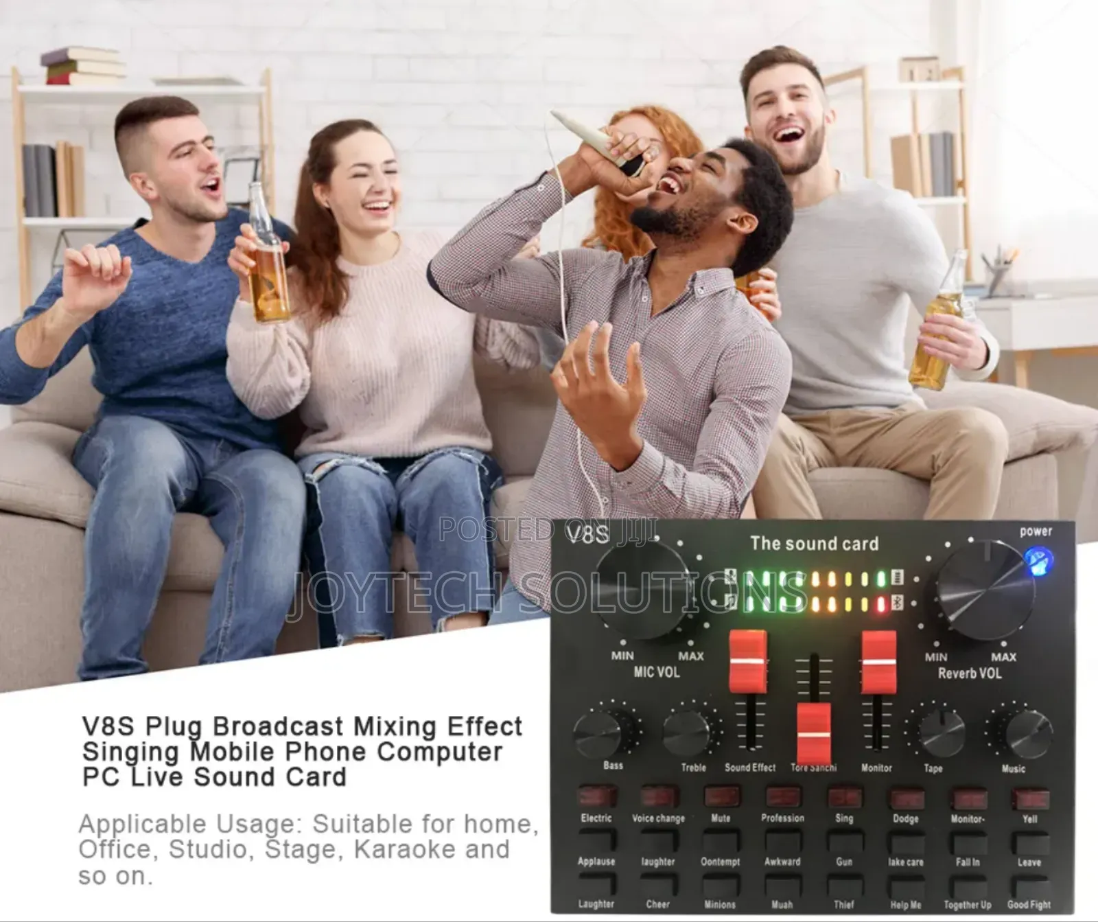 V8s Professional Live Sound Card Mixer – Voice Changer Audio Inter