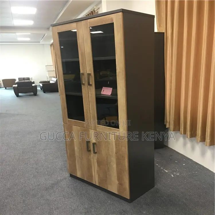 2-door Wooden Glass Front Filling Cabinet