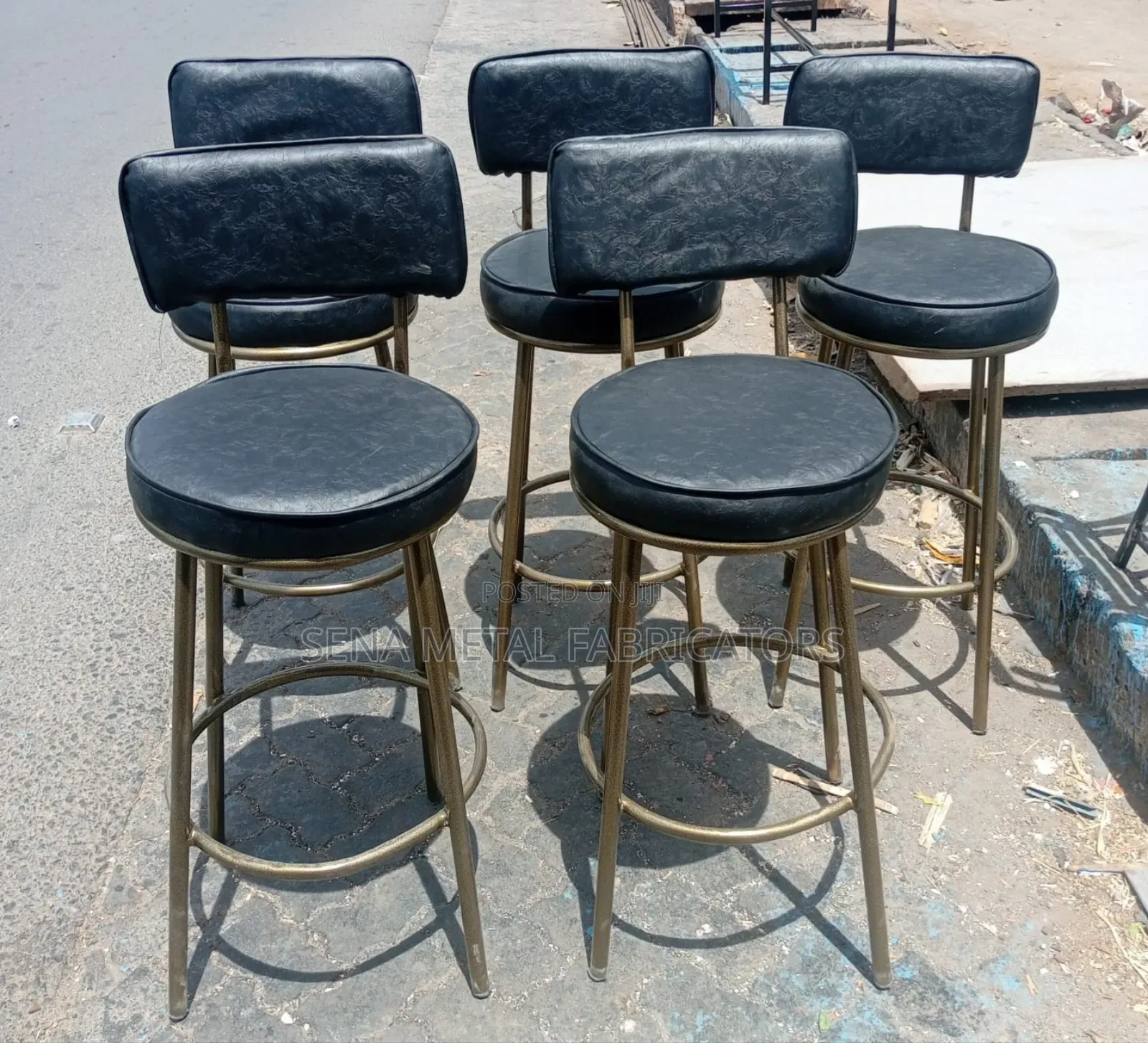 Modern Barstools With Padded Faux Leather Seat.