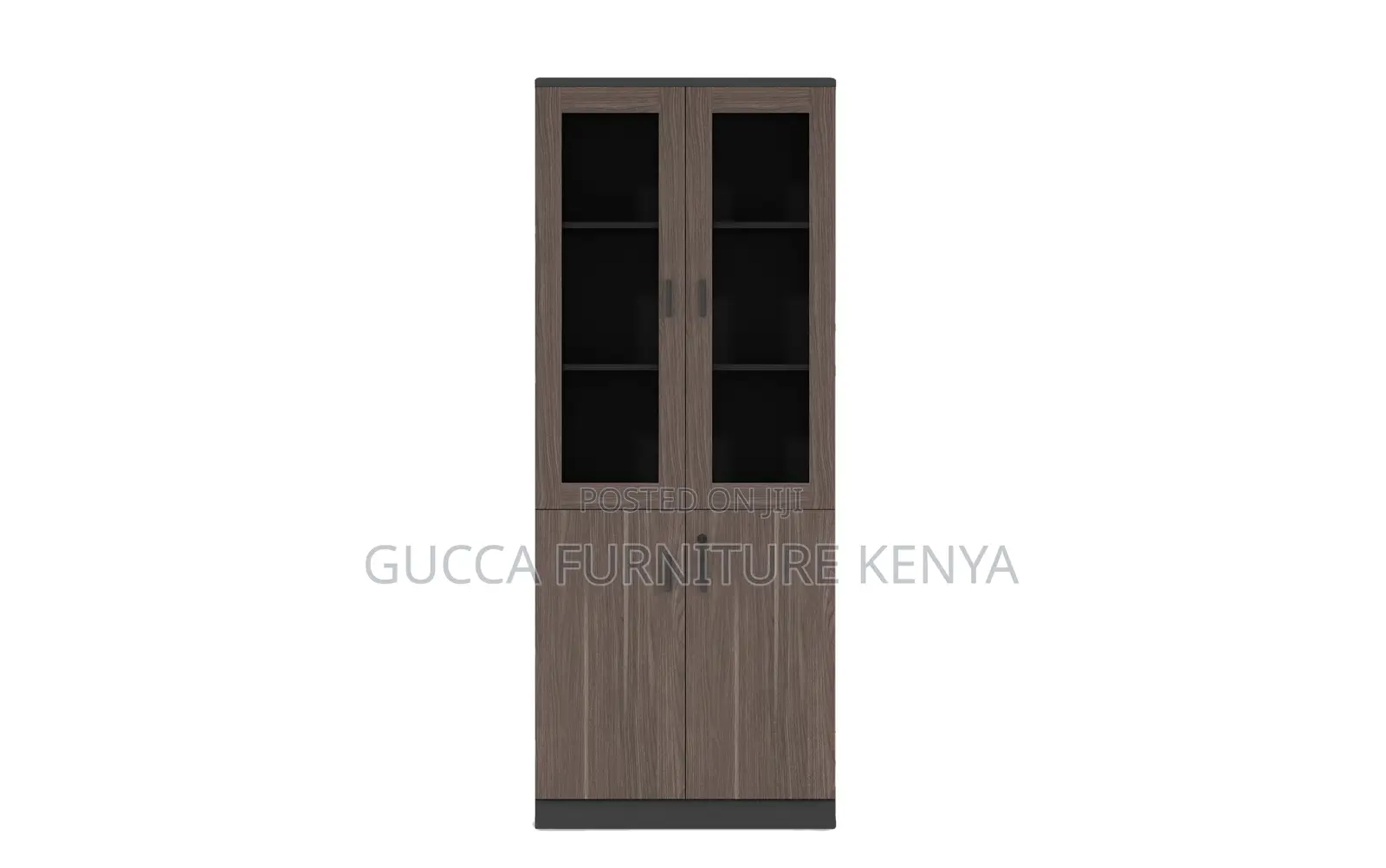 2-door Wooden Glass Front Filling Cabinet