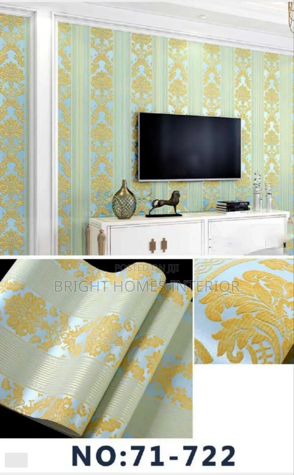 Hotel Gold Floral Design Wallpaper