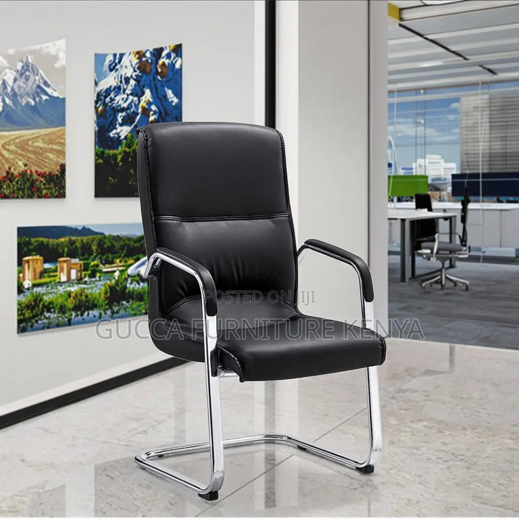 Leather Sled Base Office Conference Chair