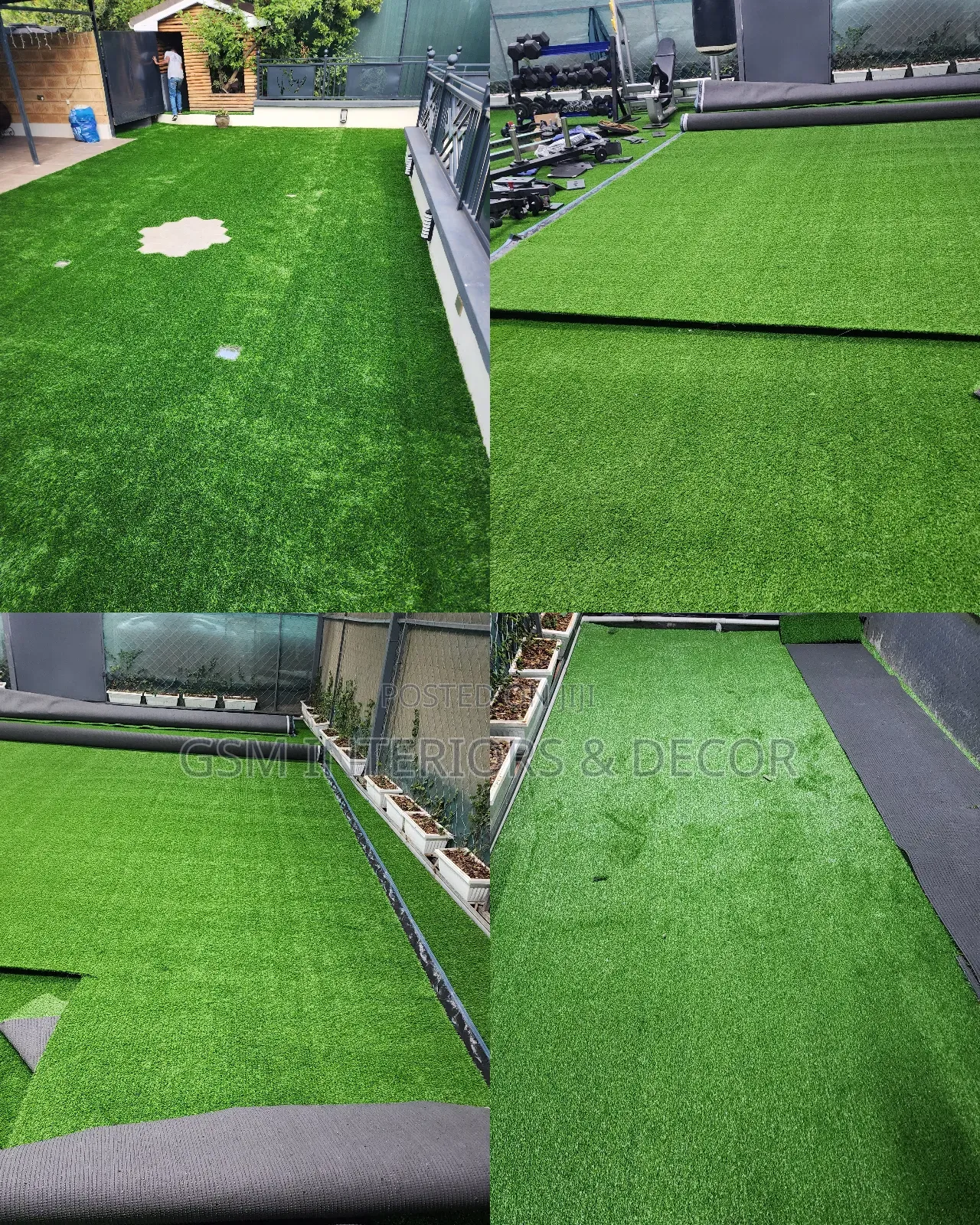 Artificial Green Grass Carpets Installed and Waterproof