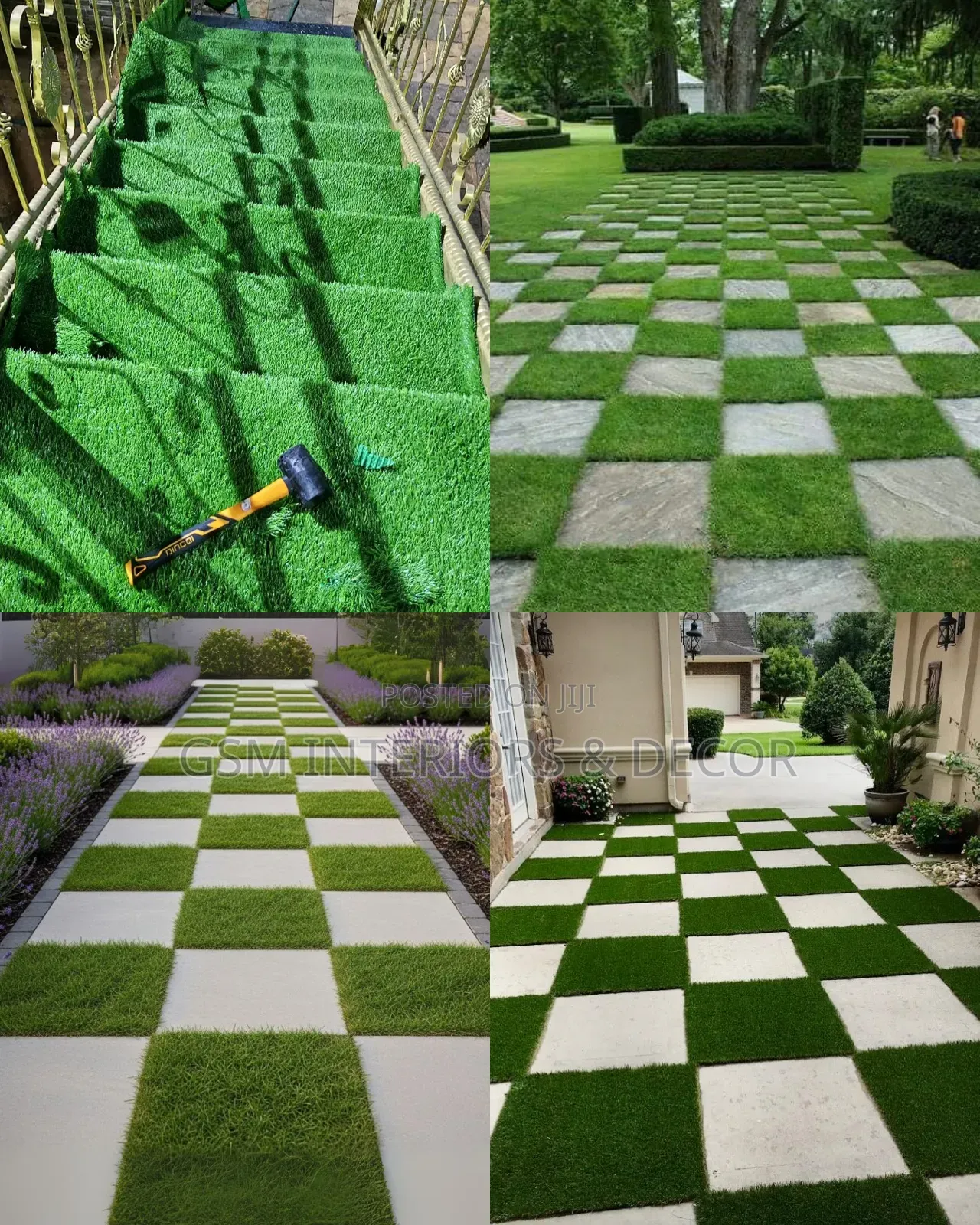Artificial Green Grass Carpets Patterned in Mazeras