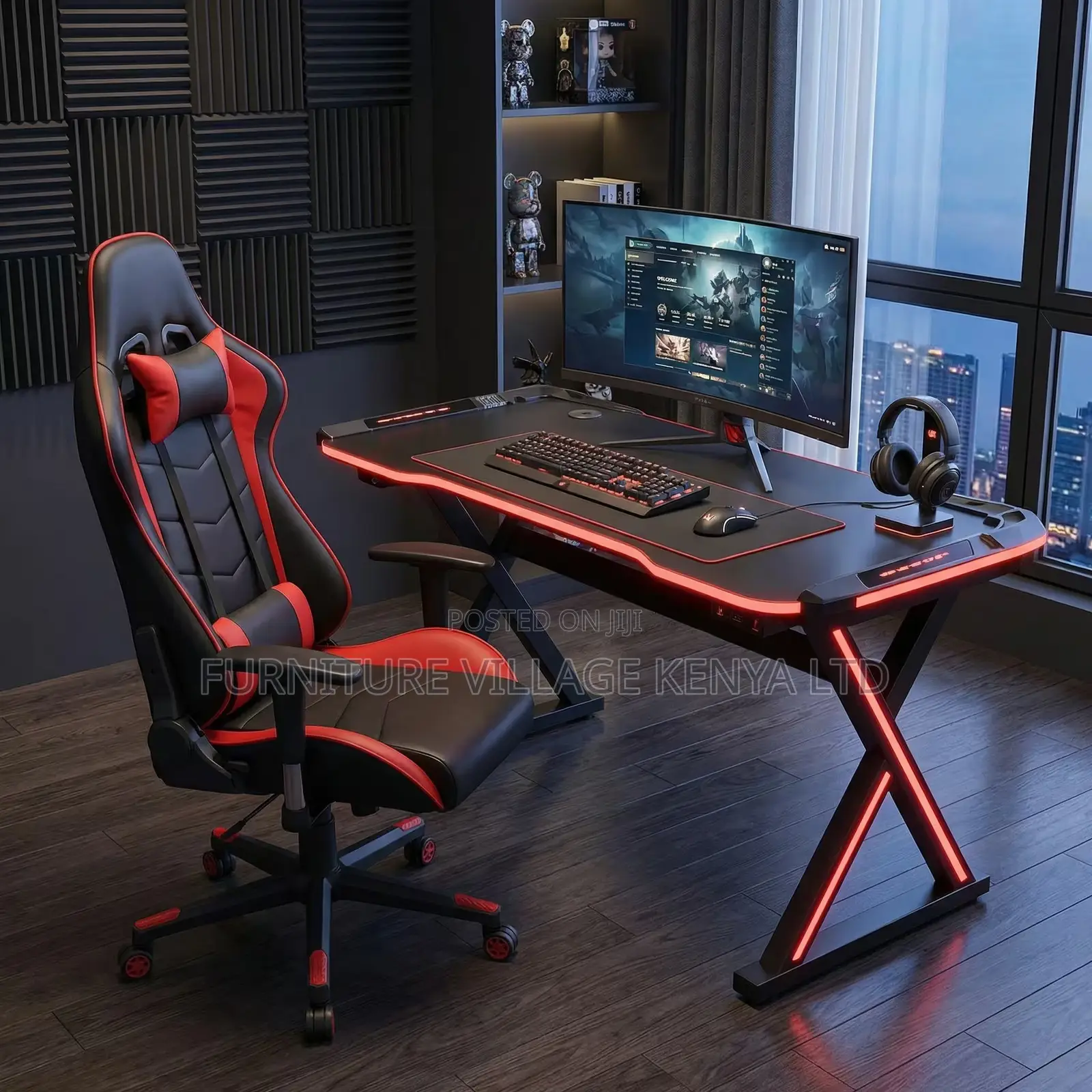 Office Desk; 120cm Gaming Desk With Light
