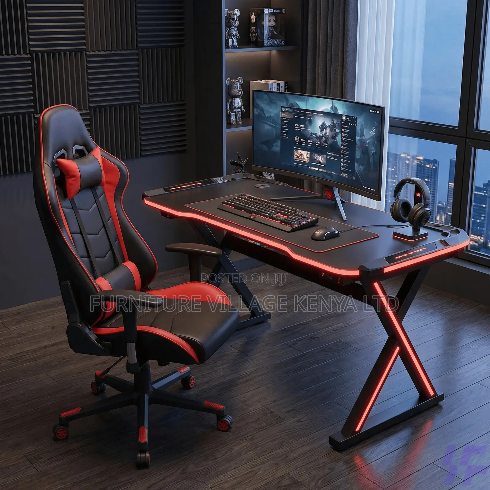 Office Desk; 120cm Gaming Desk With Light