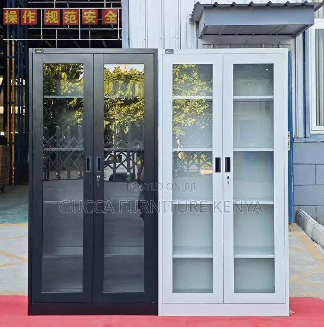 2-door Full Glass Home Office File Cabinet