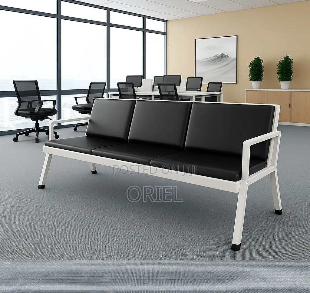 Office Waiting Bench : Padded 3-Link Reception Bench