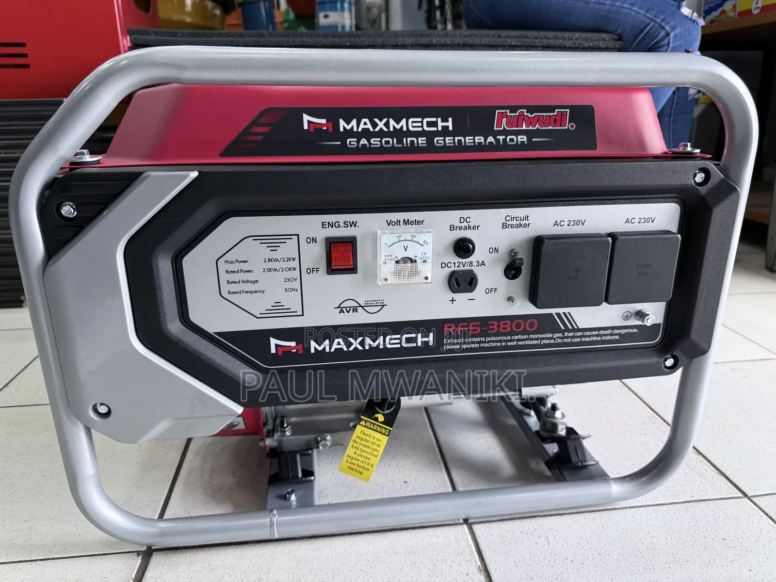 Maxmech 2.5kva Petrol Generator (2.8kva Max) – Avr | 230v | Rfs-3800