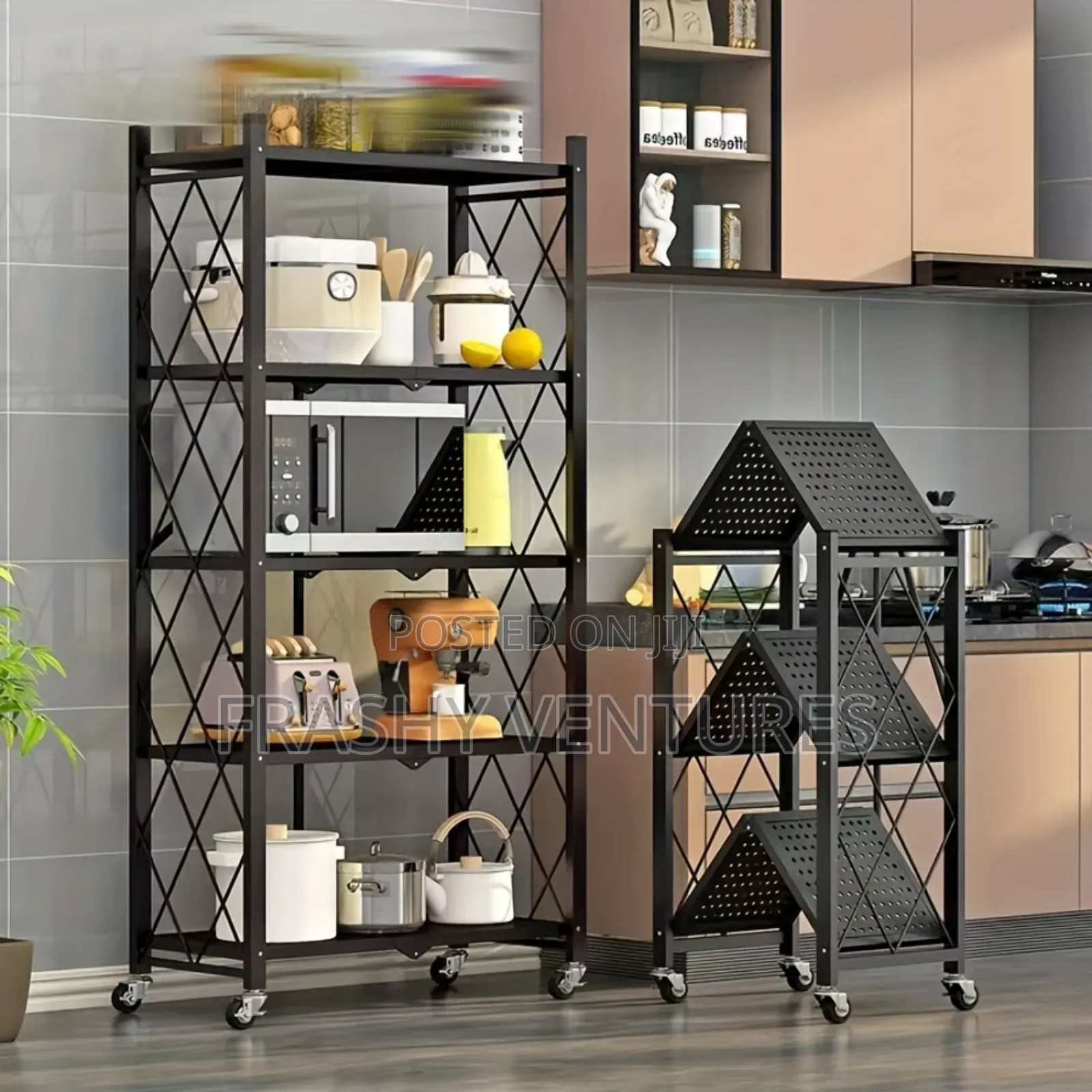5 Layer Kitchen Rack Foldable With Wheels