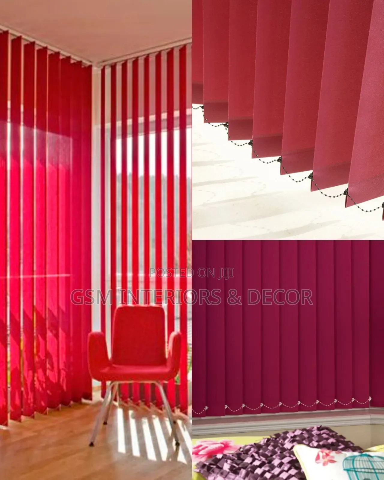Red/Maroon Office Blinds and Vertical Curtains