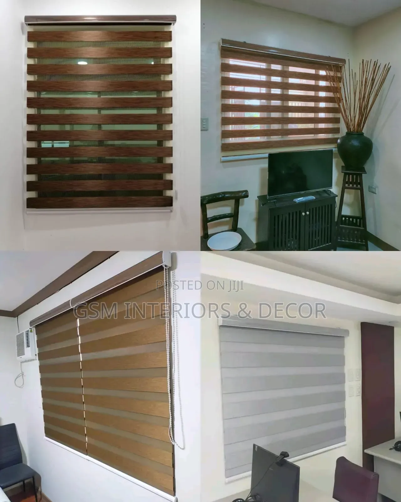 Brown and Grey Horizontal Office Blinds Adjustable