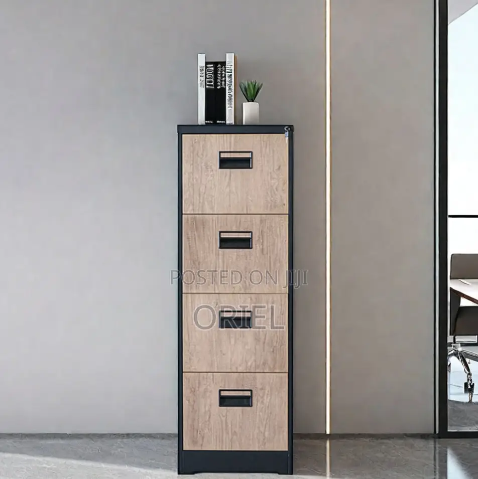 Office Cabinets; Industrial-Style 4-Drawer Office Storage Cabinet