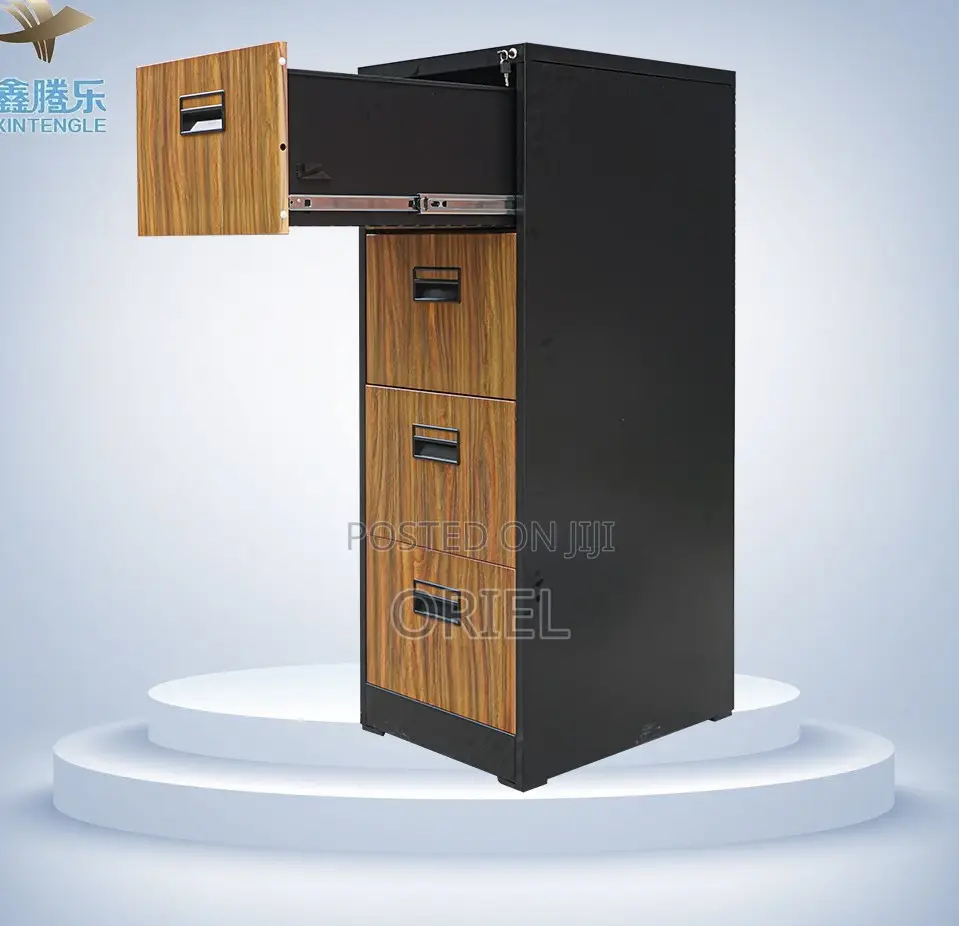 Office Cabinets; Industrial-Style 4-Drawer Office Storage Cabinet