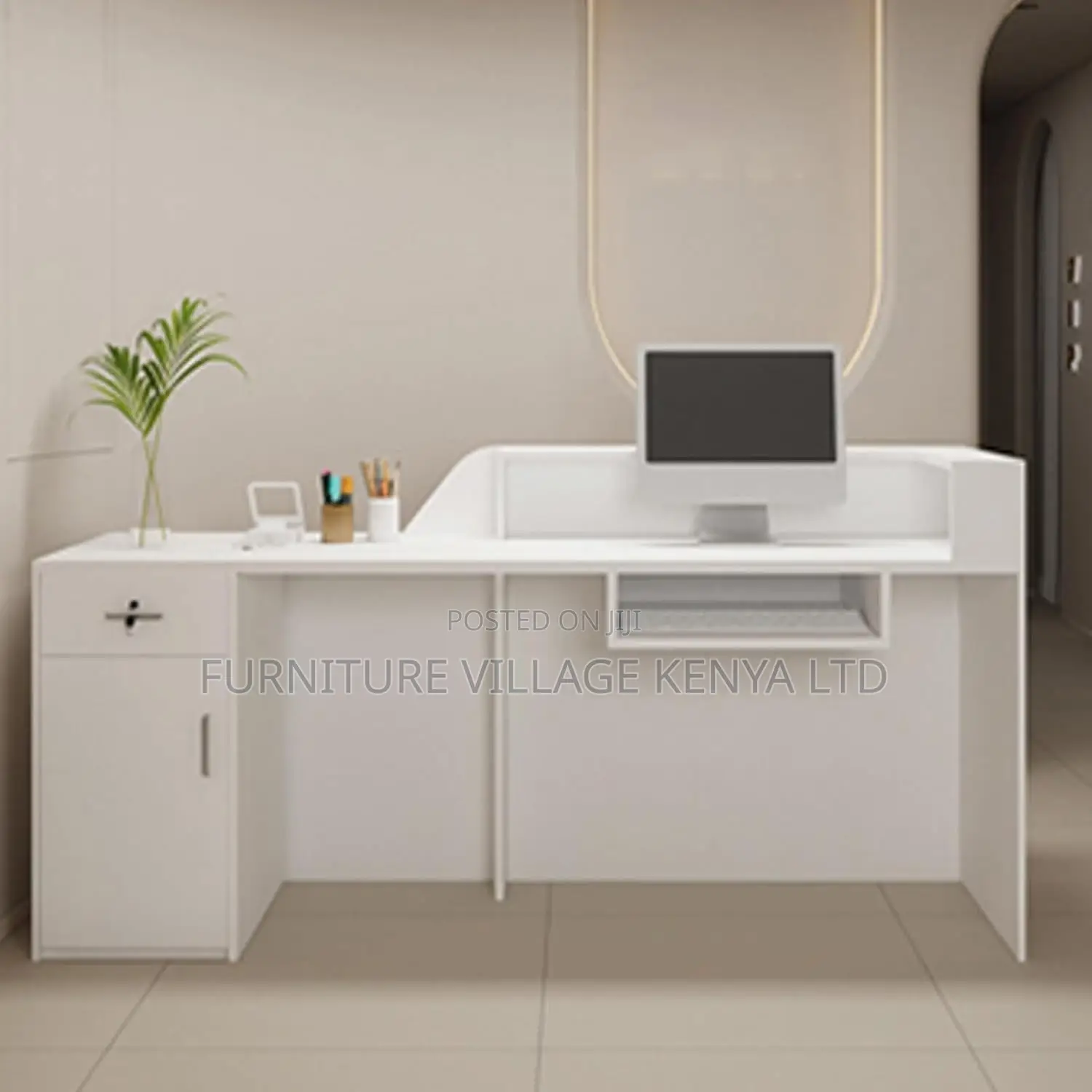 Reception Desk; Modern White Reception Desk [1.6m]