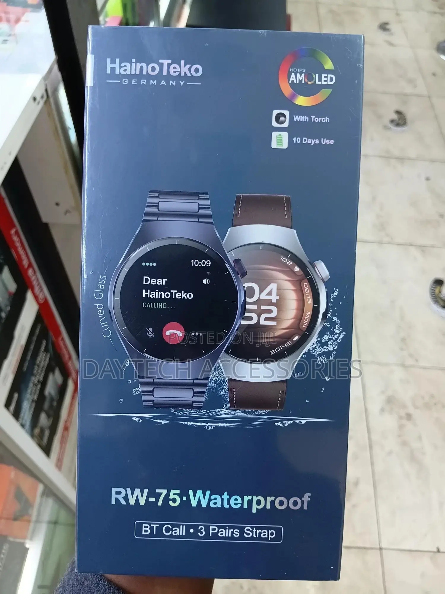 Hainoteko Rw-75 Waterproof Smart Watch With Amoled Curved Display