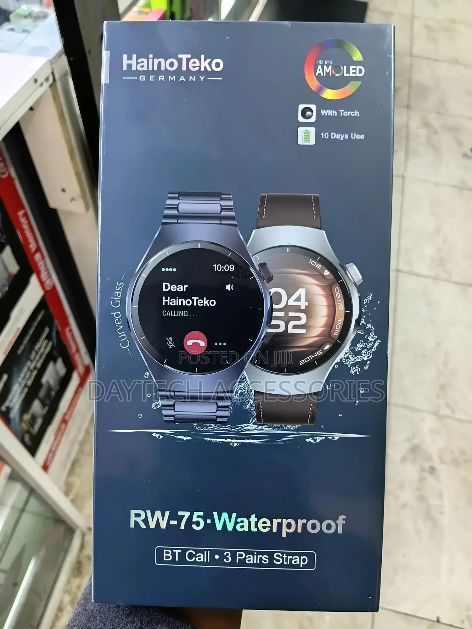 Hainoteko Rw-75 Waterproof Smart Watch With Amoled Curved Display
