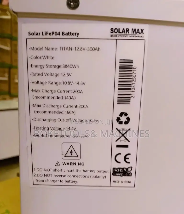 Solar Max12.8v 300ah 3.84kwh Solar Lithium Battery