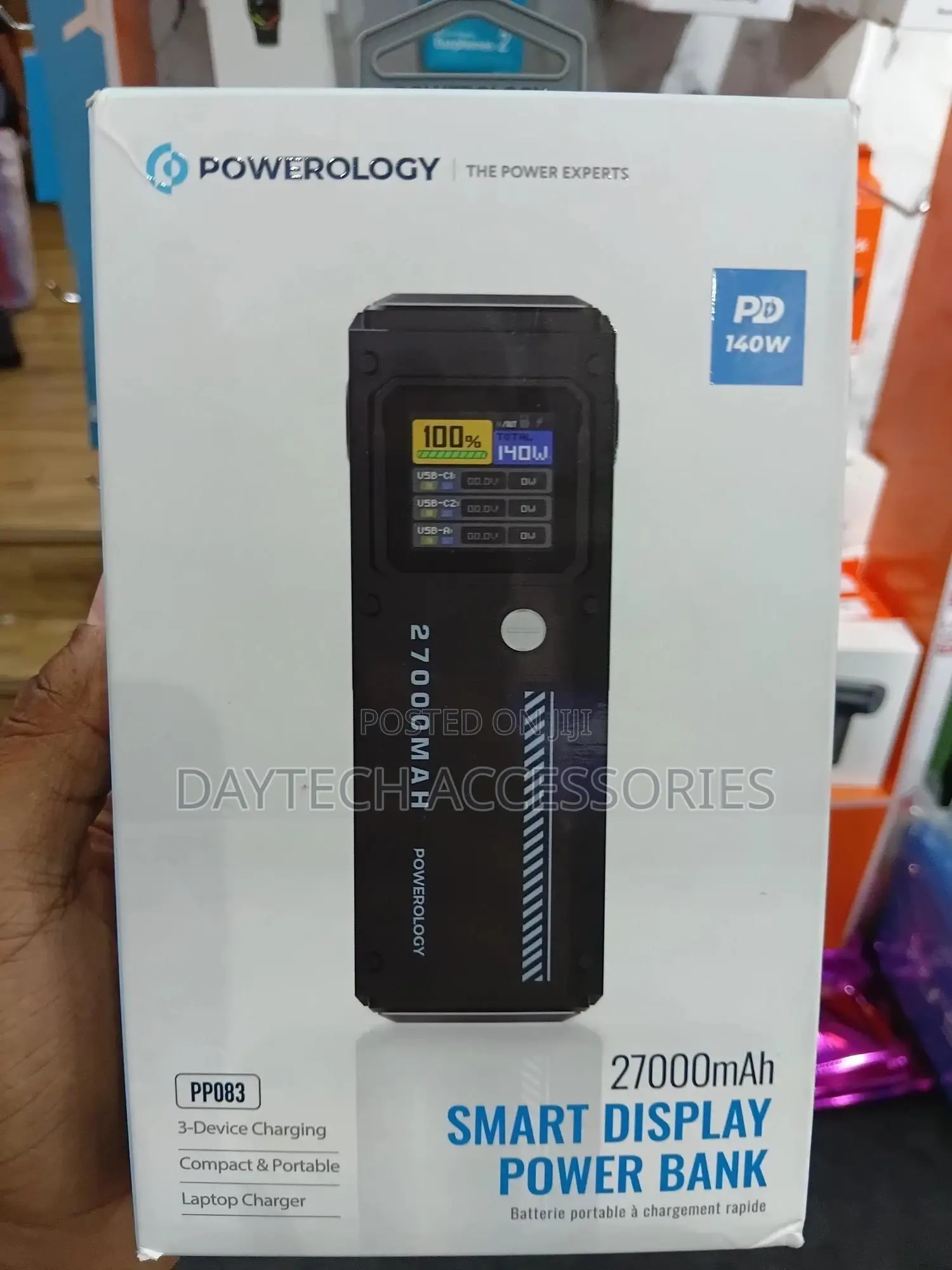 Powerology 27000mah Smart Display Power Bank 140w