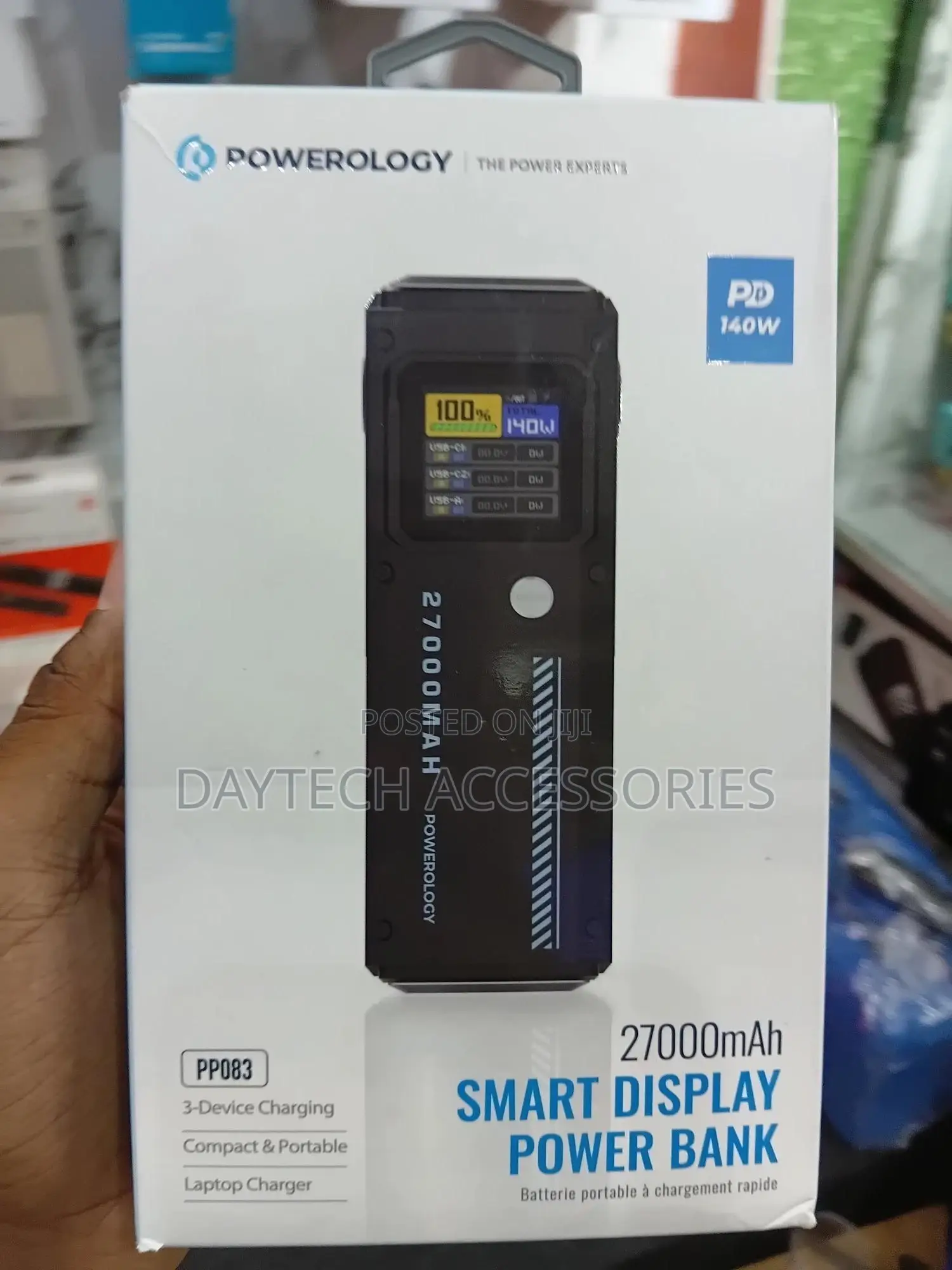 Powerology 27000mah Smart Display Power Bank 140w