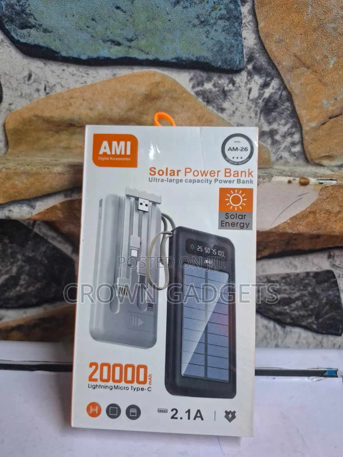 Ami Am-26 Portable Solar Power Bank Led Battery Indicator