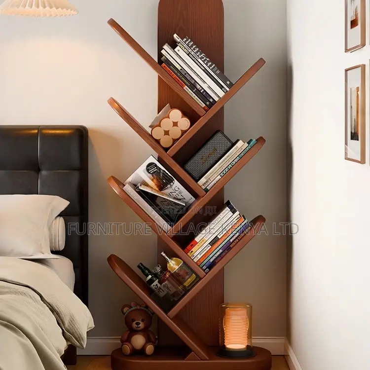 Office Bookshelf; 10-tier Standing Wooden Display Office Bookshelf