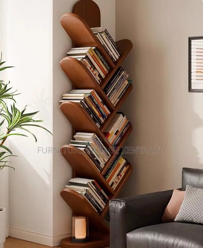 Office Bookshelf; 10-tier Standing Wooden Display Office Bookshelf