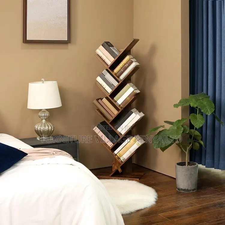 Office Bookshelf; 10-tier Standing Wooden Display Office Bookshelf