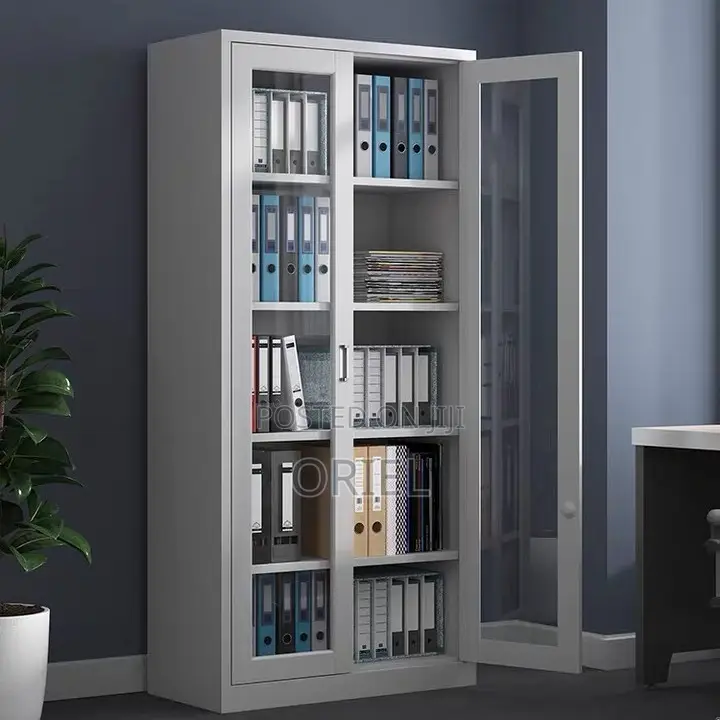 Office Cabinets; Space-Efficient 2-Door Metallic Office Cabinet