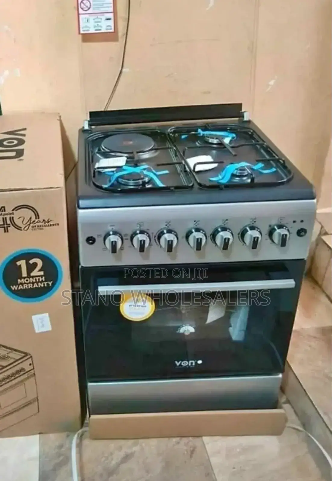 Electric Oven Von 58 by 58 3+1 Standing Cooker
