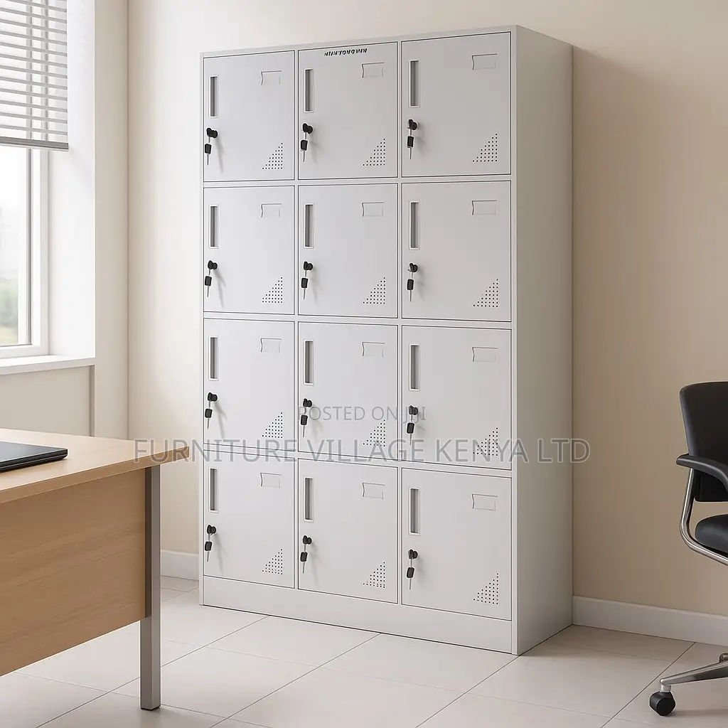Office Cabinet; Twelve Lockers Metallic Office Cabinet