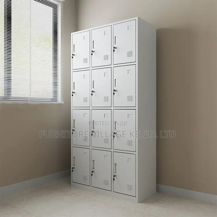 Office Cabinet; Twelve Lockers Metallic Office Cabinet
