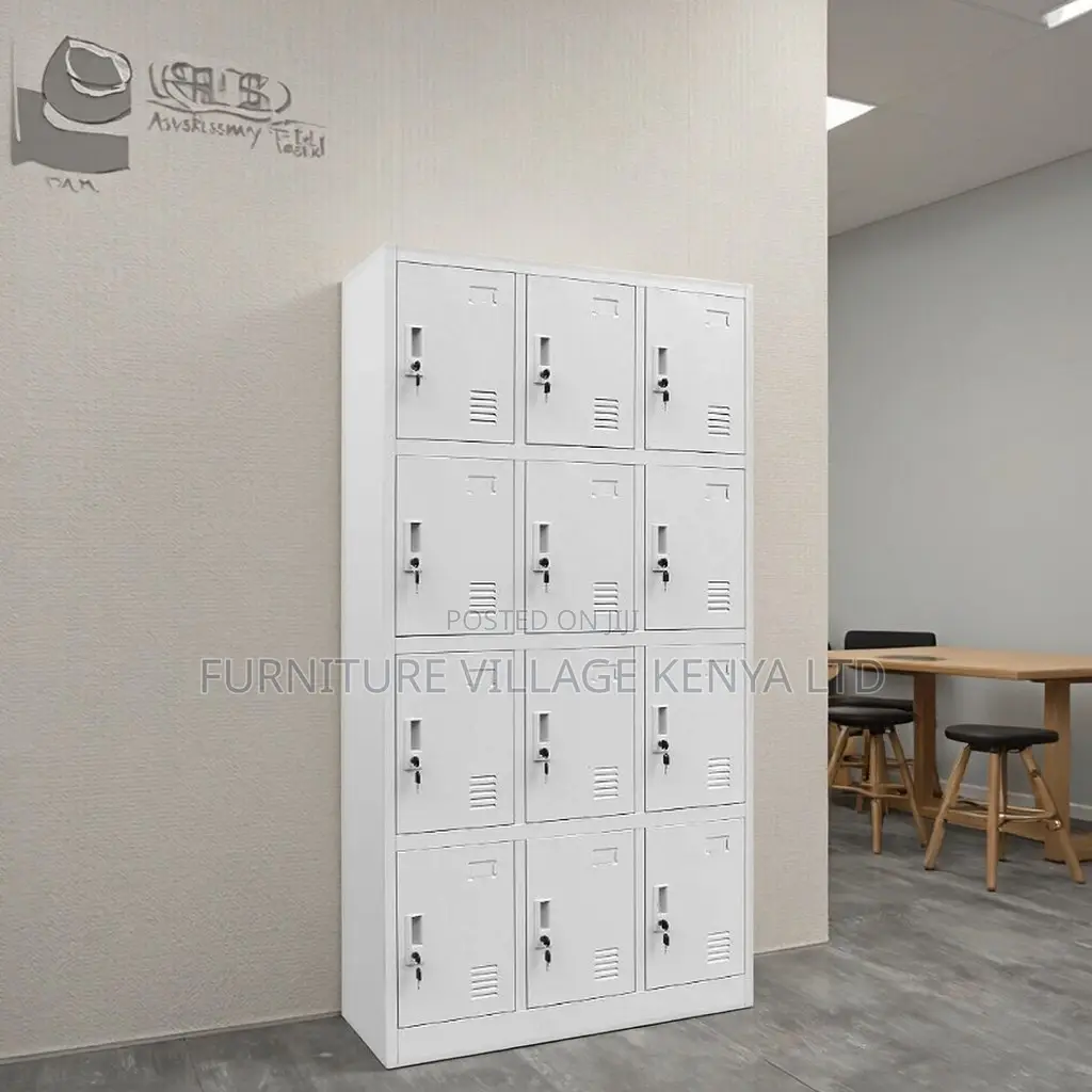 Office Cabinet; Twelve Lockers Metallic Office Cabinet