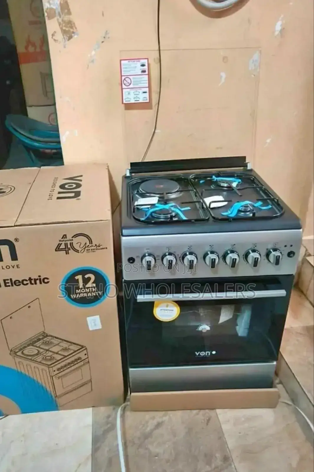 With Warranty Von 58 by 58 3+1 Standing Cooker
