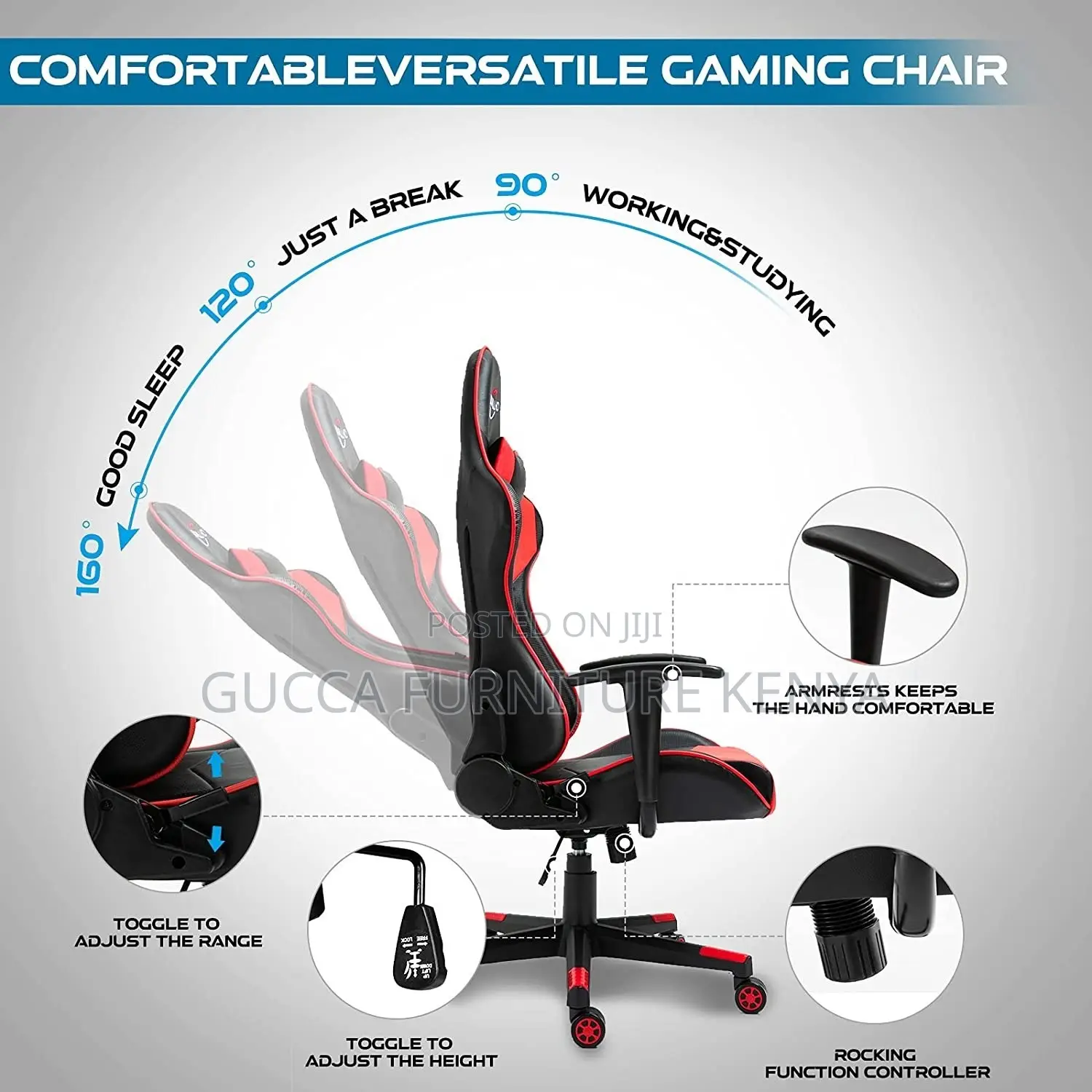Leather Ergonomic Adjustable Gaming Chaie