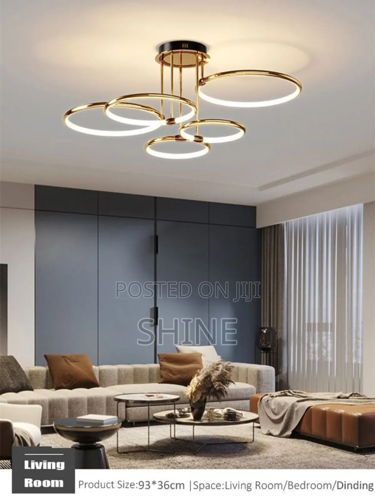 5 Rings Modern Gold Chandelier