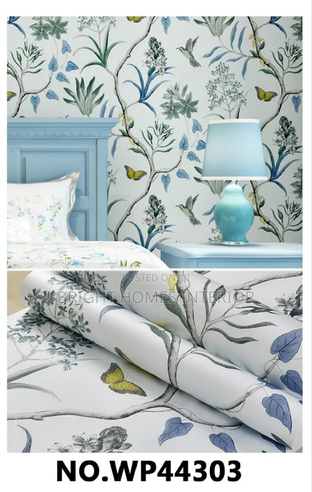 Blue Floral Wallpaper With Flowers