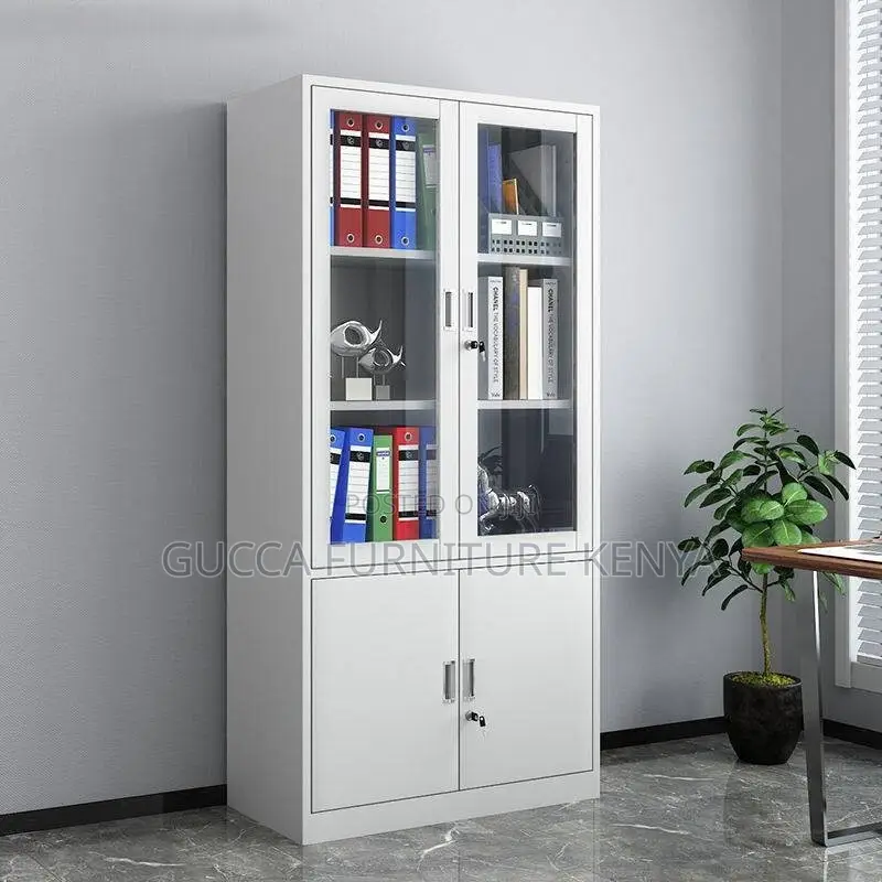 2-door Half Glass Metallic Filling Office Cabinet