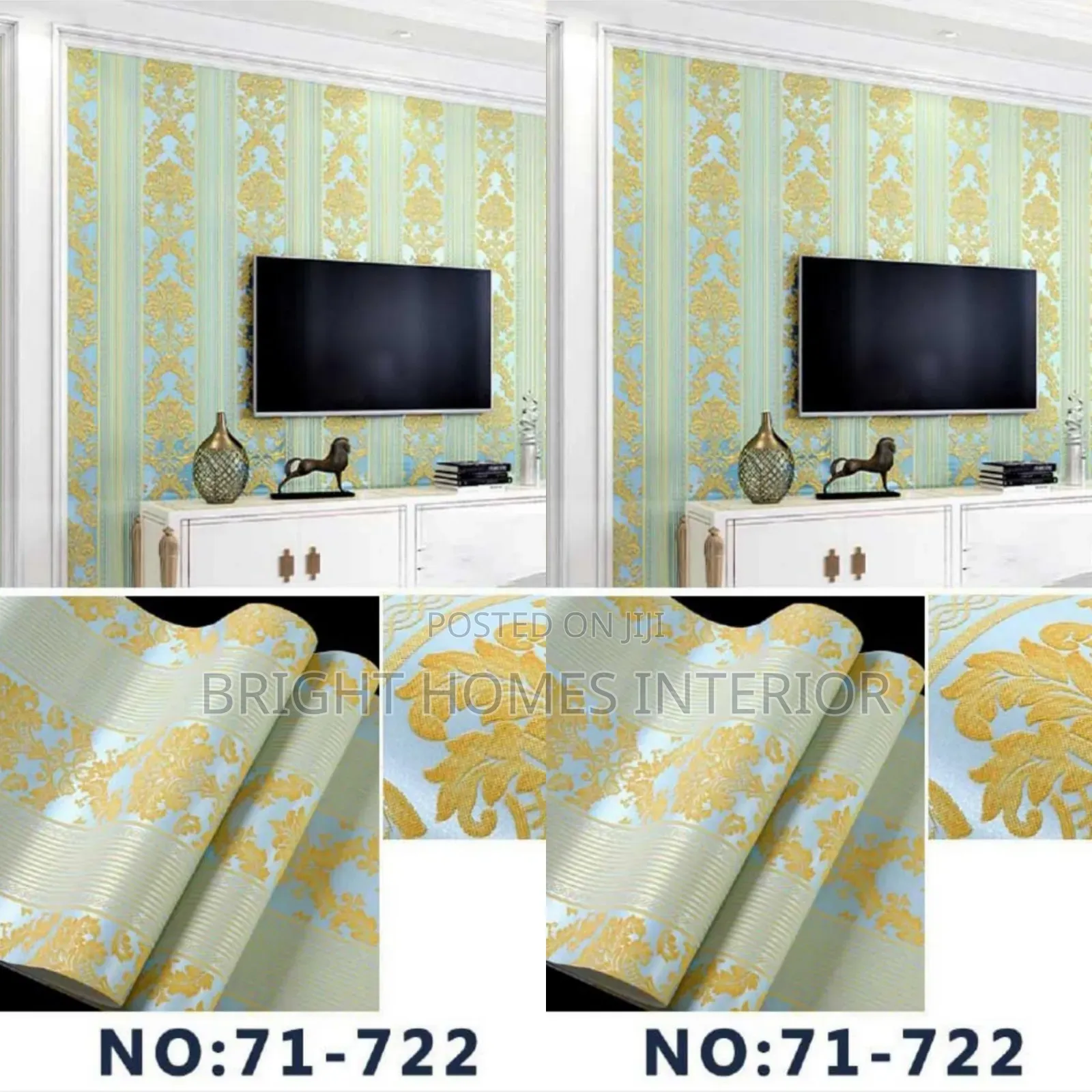 Hotel Gold Pattern Wallpaper With Unique Floral Design