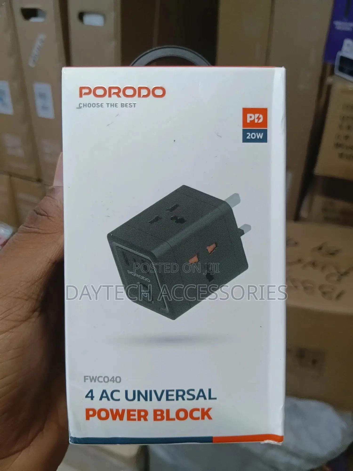 Porodo 4 Ac Universal Power Block Pd 20w Fast Charging, 4 Ac Outlets.