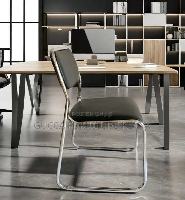 Mid-back Leather Padded Chrome Guest Chair