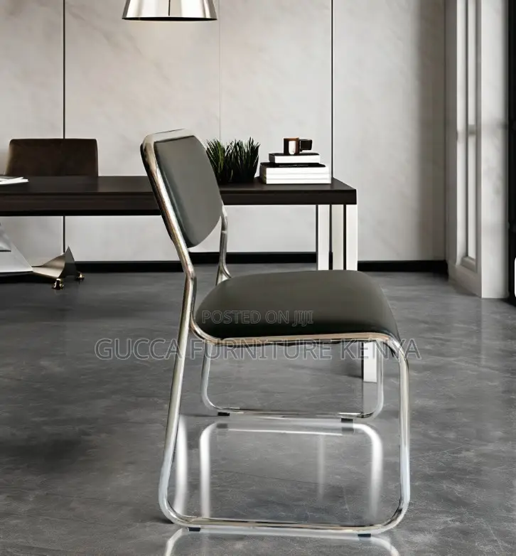 Mid-back Leather Padded Chrome Guest Chair
