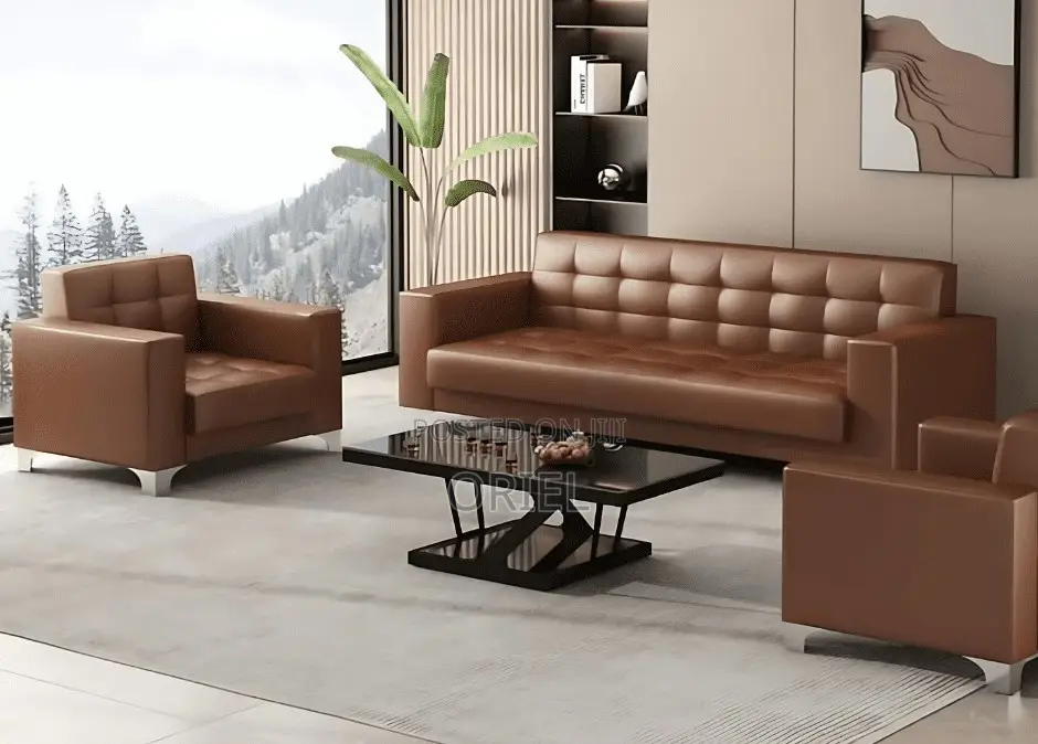 Office Sofa; Stylish Brown Executive Office Couch